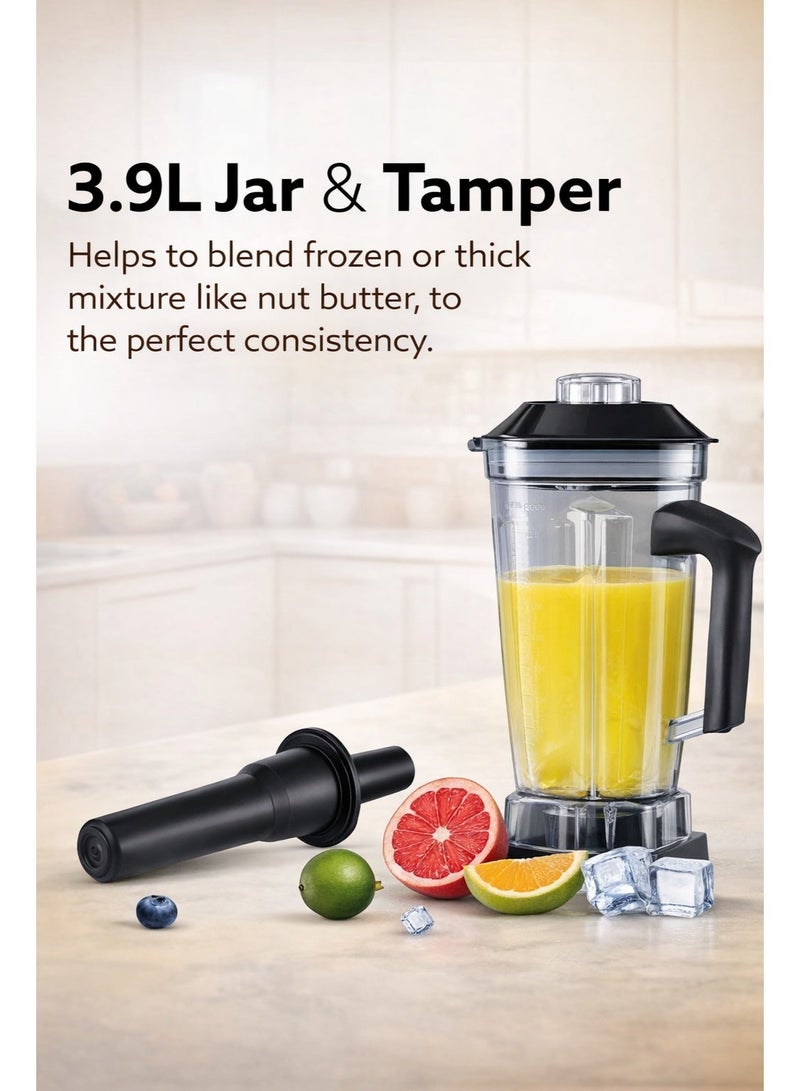 سوبر ويف خلاط SUPERWAVE التجاري SW-2501 – إصدار بريميوم بقدرة 2200 واط، وعاء 3.9 لتر خالٍ من BPA، أداء احترافي عالي السرعة، حماية من ارتفاع الحرارة، شفرات ستانلس ستيل - Image 4